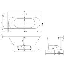 Ванная квариловая Villeroy&Boch OBERON 2.0 uBQ180OBR2DV-01 180х80 см с ножками, фото №6