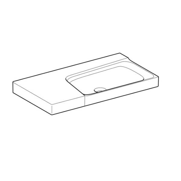 Раковина з полицею зліва Geberit Xeno2 500.536.01.1, 90 см без переливу, KeraTect, колір білий глянець, фото 2