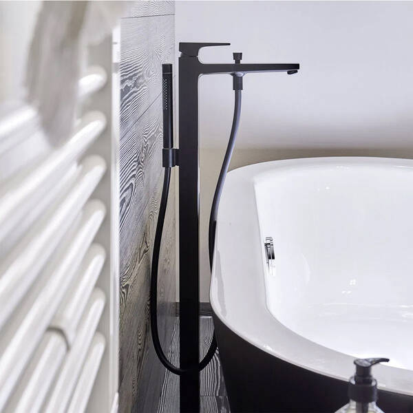 Смеситель для ванны Hansgrohe Metropol 32532670 напольный, черный матовый, фото 4