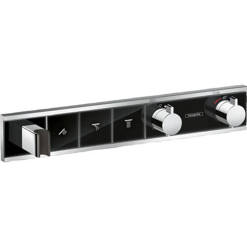 Смеситель скрытого монтажа для душа Hansgrohe RainSelect 15356600 с термостатом, на 3 функции, черный/хром, фото 1