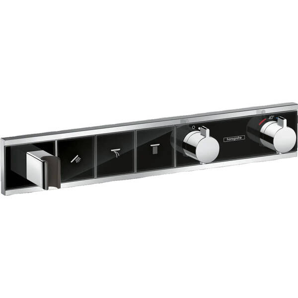 Смеситель скрытого монтажа для душа Hansgrohe RainSelect 15356600 с термостатом, на 3 функции, черный/хром, фото 1