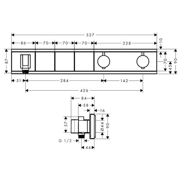 Смеситель скрытого монтажа для душа Hansgrohe RainSelect 15356600 с термостатом, на 3 функции, черный/хром, фото 2