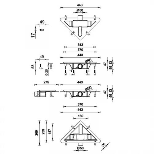 Душовий трап Styron STY-MF з решіткою Медіум кутовий, фото 2