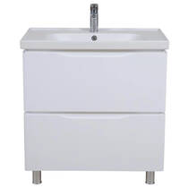 Тумба Аква Родос Венеція 7092 підлогова білий глянець з раковиною Frame 80 см, фото №3