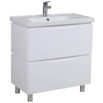 Тумба Аква Родос Венеція 7092 підлогова білий глянець з раковиною Frame 80 см, фото №1