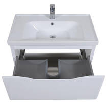 Тумба Аква Родос Венеція 7092 підлогова білий глянець з раковиною Frame 80 см, фото №6