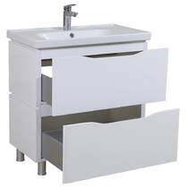 Тумба Аква Родос Венеція 7092 підлогова білий глянець з раковиною Frame 80 см, фото №4