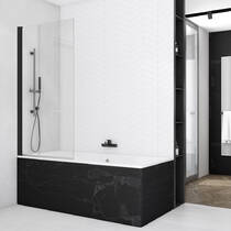 Шторка для ванны SanSwiss BlackLine Solino SOEB107500607 150х75 см черный матовый, прозрачное стекло, универсальная, фото №2
