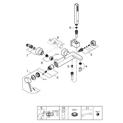 Змішувач для ванни Grohe Plus 33547003 з душовим гарнітуром, фото 3