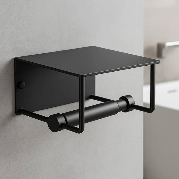 Тримач для туалетного паперу Devit UP 7040120B з полицею чорний матовий, фото 4