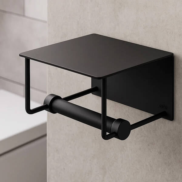 Тримач для туалетного паперу Devit UP 7040120B з полицею чорний матовий, фото 1