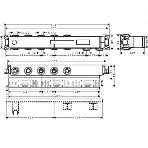 Внутренняя часть смесителя термостатического Axor Module Select 18311180 на 3 функции, фото 2