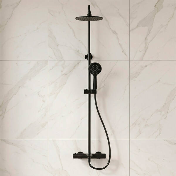 Душевая система Devit Fresh 37520121B с термостатом черный матовый, фото 1