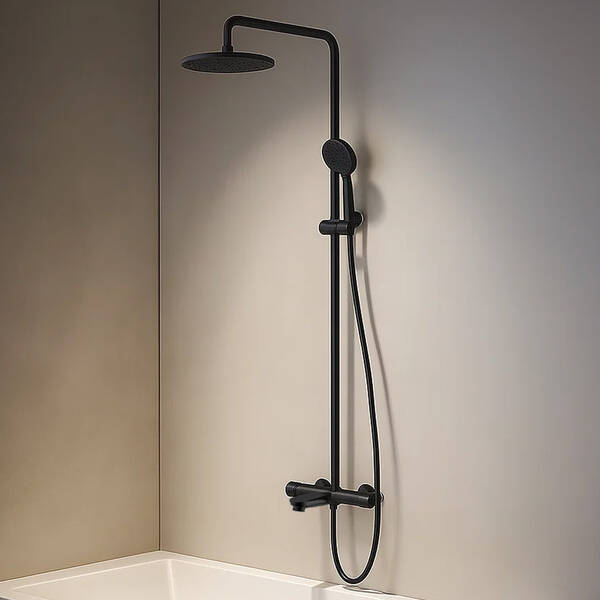 Душевая система Devit Fresh 37520121B с термостатом черный матовый, фото 3
