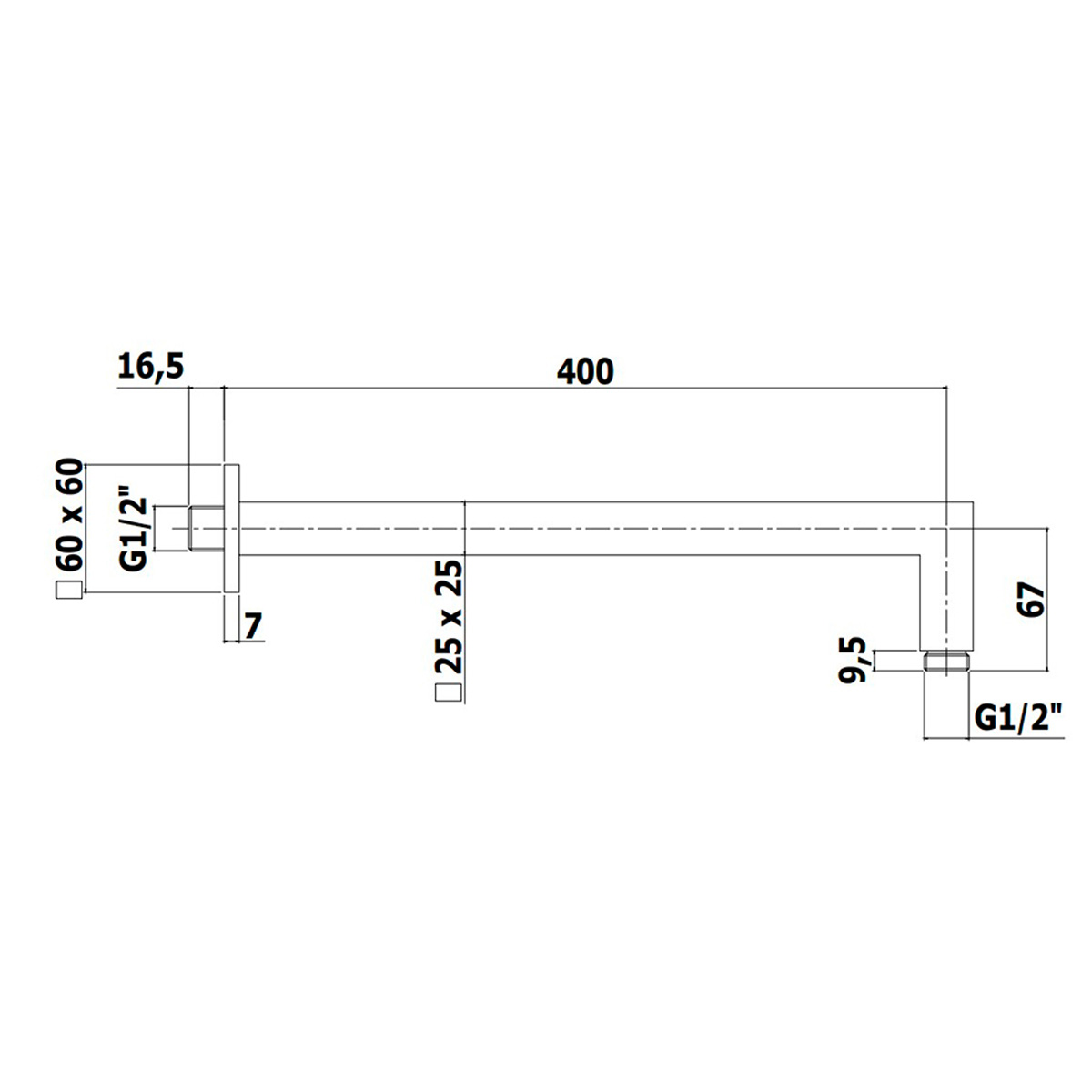 ZSOF063ST elle-effe Тримач верхнього душу, 400 мм, Steel looking (1 сорт)