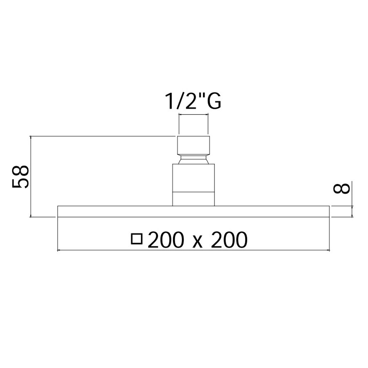 ZSOF075ST SYNCRO Верхній душ 200*200, Steel looking (1 сорт)