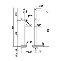Смеситель для ванны Paffoni Light LIG 032 CR с душевым набором напольный хром, фото №3