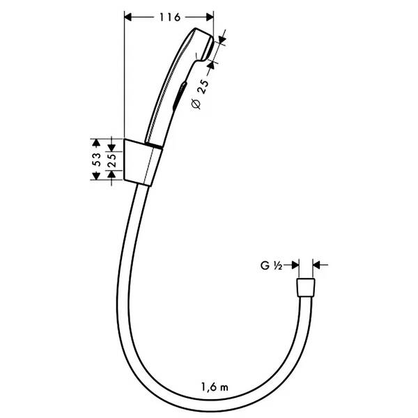 Гігієнічний душ Hansgrohe Bidette 32128340 з тримачем, хром, фото 2