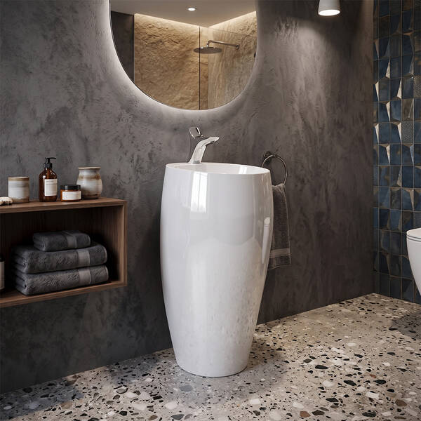 Раковина RAK Ceramics Cloud CLOFS5001AWHA підлогова монолітна, білий глянець