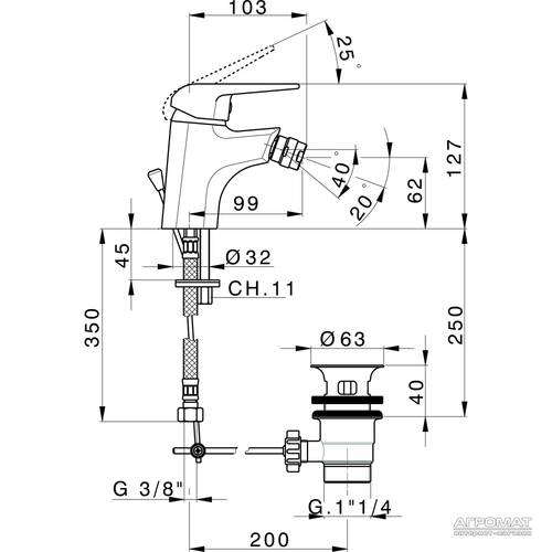 Смеситель для биде Primera Piano 10130014, фото 2