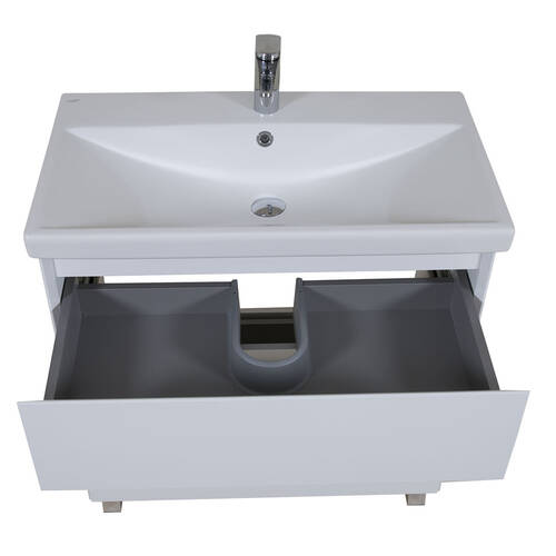 Тумба Аква Родос Еліт 7649 підлогова біла з раковиною Еліт 80 см, фото 4