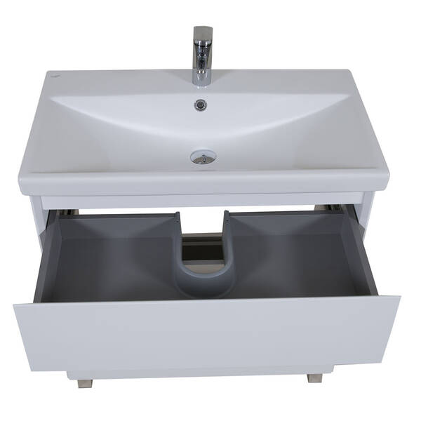 Тумба Аква Родос Еліт 7649 підлогова біла з раковиною Еліт 80 см, фото 4