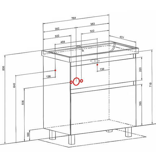 Тумба Аква Родос Еліт 7649 підлогова біла з раковиною Еліт 80 см, фото 5
