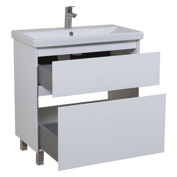 Тумба Аква Родос Еліт 7649 підлогова біла з раковиною Еліт 80 см, фото 2