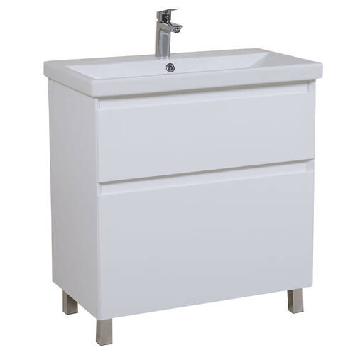 Тумба Аква Родос Еліт 7649 підлогова біла з раковиною Еліт 80 см, фото 1