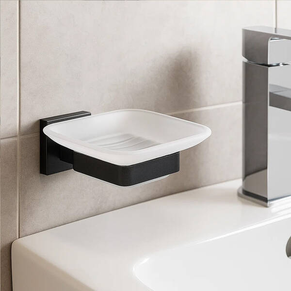 Мыльница Аква Родос Leonardo 9922 с держателем черный матовый, фото 1