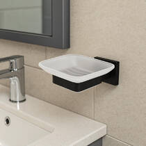 Мильниця Аква Родос Leonardo 9922 з тримачем чорний матовий, фото №4