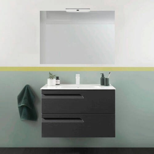 Комплект мебели Royo Vitale С0072387 тумба с раковиной (125624 + 123343) подвесная 80 см серый + зеркало с LED подсветкой (121517 + 123395), фото 3