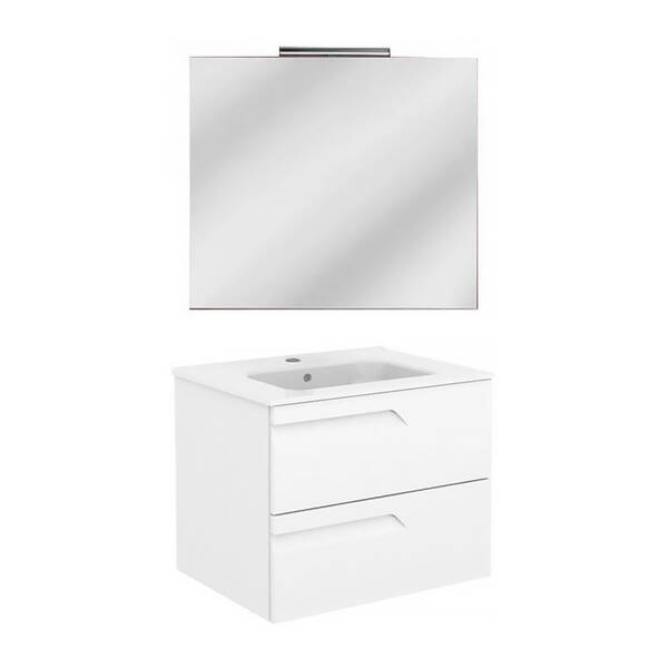 Комплект мебели Royo Vitale C0072598 тумба с раковиной (125622+123343) подвесная 80 см белый + зеркало с LED подсветкой (121517+123395), фото 1
