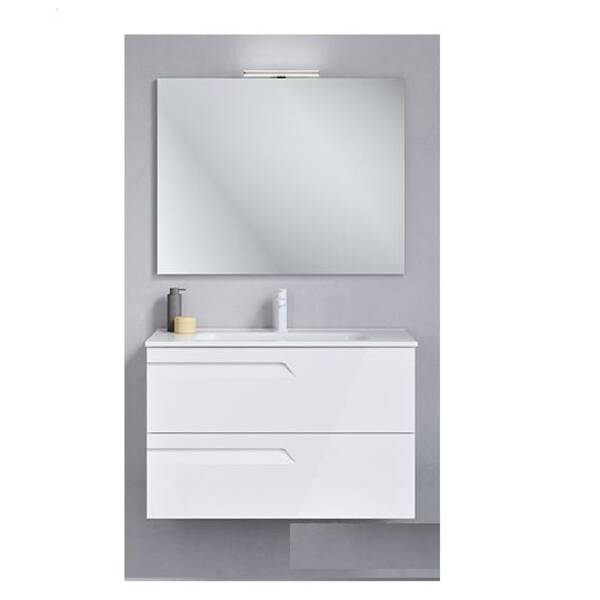 Комплект мебели Royo Vitale C0072598 тумба с раковиной (125622+123343) подвесная 80 см белый + зеркало с LED подсветкой (121517+123395), фото 2