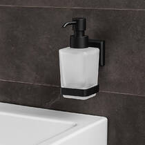 Дозатор для рідкого мила Аква Родос  Leonardo 9933A з тримачем чорний мат, фото №4