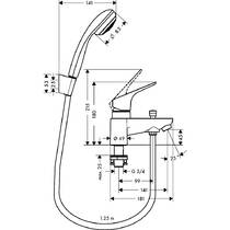 Змішувач для ванни Hansgrohe Focus 3152100 з ручним душем, хром, фото №2