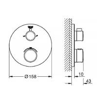 Смеситель скрытого монтажа для ванны/душа Grohe Grohtherm 24077000 с термостатом, хром, фото №2