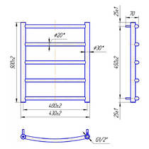 Рушникосушарка водяна Mario Класік 500х430/400 500х430 мм полірована нержавіюча сталь, фото №3