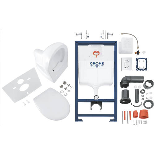 Комплект 5-в-1 Grohe 39418000 Solido: унітаз підвісний безобідковий з кришкою Soft close та інсталяція Rapid SL, фото 4