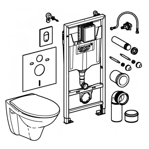 Комплект 5-в-1 Grohe 39418000 Solido: унітаз підвісний безобідковий з кришкою Soft close та інсталяція Rapid SL, фото 2