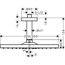 Верхній душ Hansgrohe Raindance E 300 1jet EcoSmart 26251000 хром, фото №2