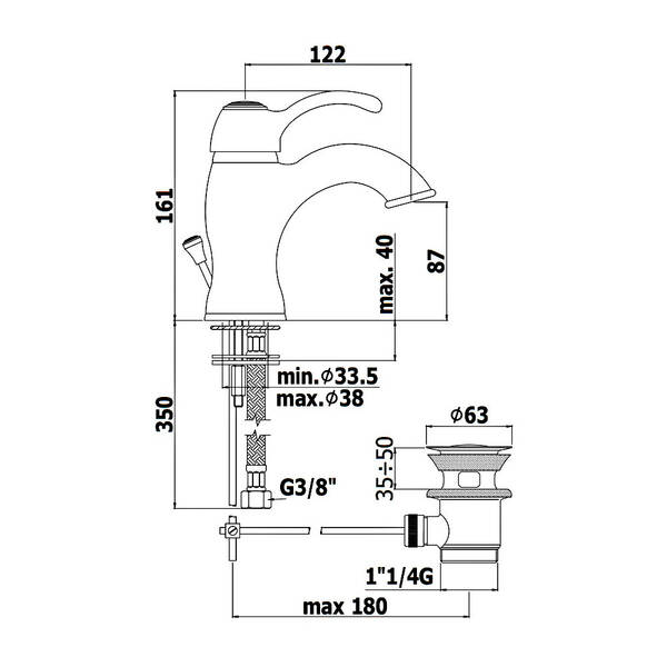 Смеситель для раковины Paffoni Flavia FA075CR, хром, фото 2