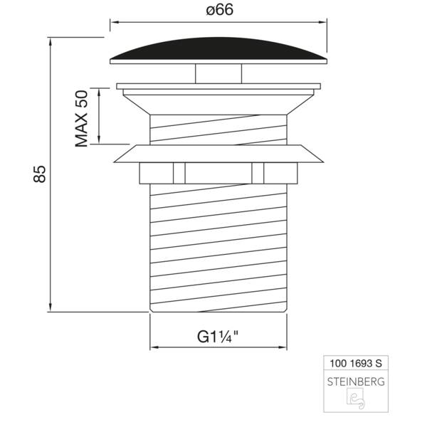 Донный клапан для раковины Steinberg 1001693S черный матовый, фото 2