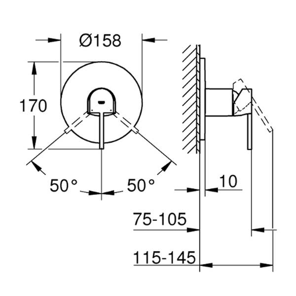 Змішувач прихованого монтажу для душу Grohe Plus 24059003 хром, фото 4