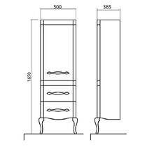 Пенал Аква Родос Роял 7055 напольный правый, патина хром, фото №2