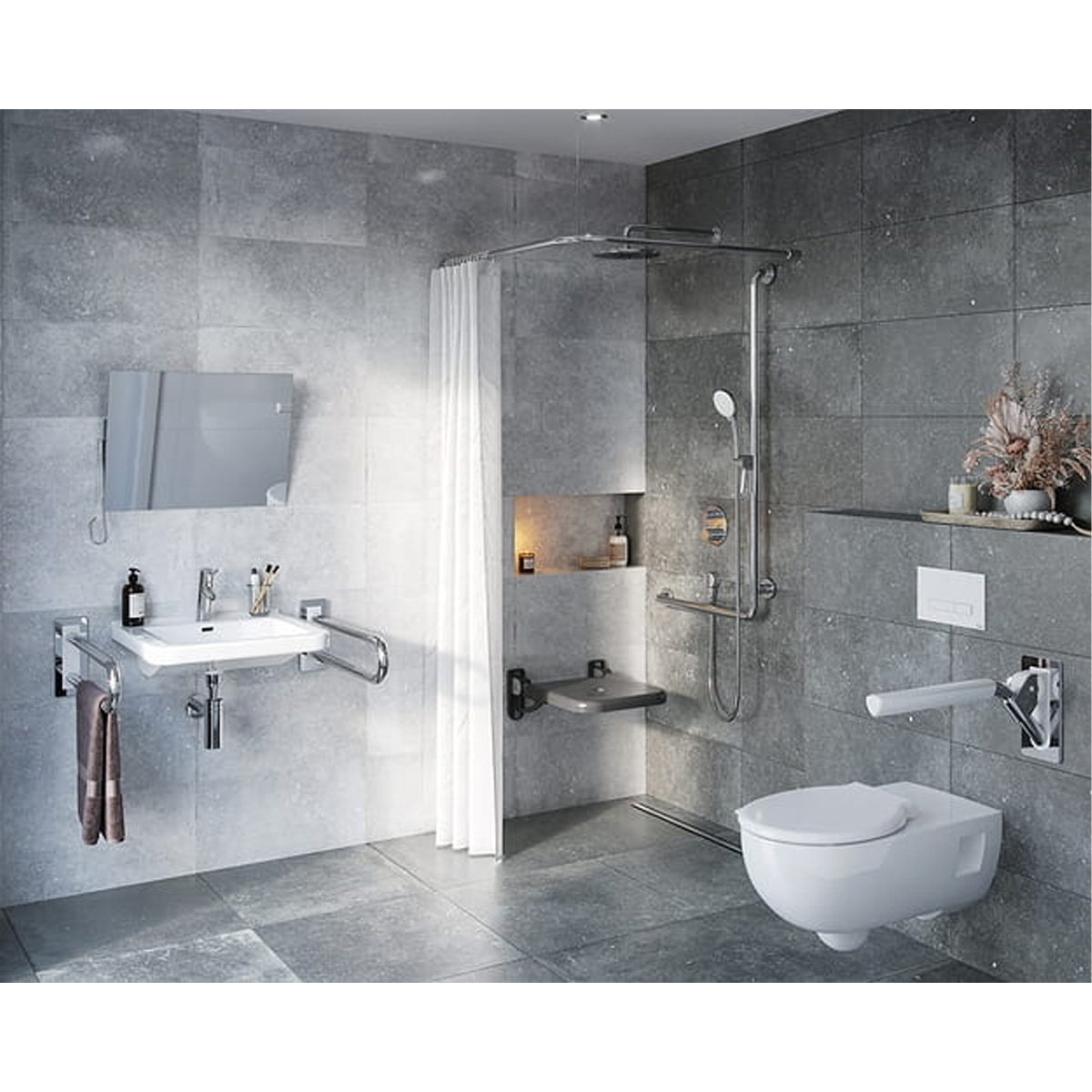 L63101000 LEHNEN CONCEPT Штанга для душової штори кутова 90cм, нержавіюча сталь (1 сорт)