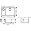 Мойка для кухни Hansgrohe S71 43429800 (S719-U655) 2 чаши, сталь, фото 2