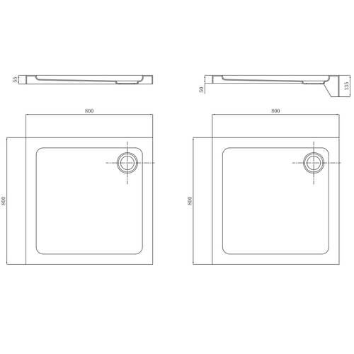 Душевой поддон Primera Frame STR1080 80х80х13,5 см квадратный, фото 2