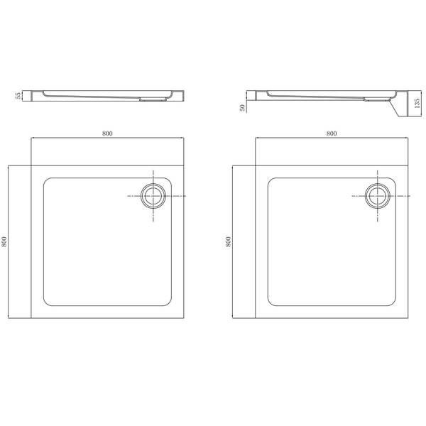 Душевой поддон Primera Frame STR1080 80х80х13,5 см квадратный, фото 2