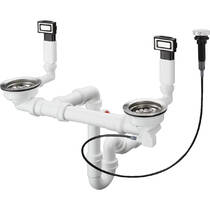 Сифон для кухонной мойки на две чаши Hansgrohe 43932800 (D15-11) хром, фото №1